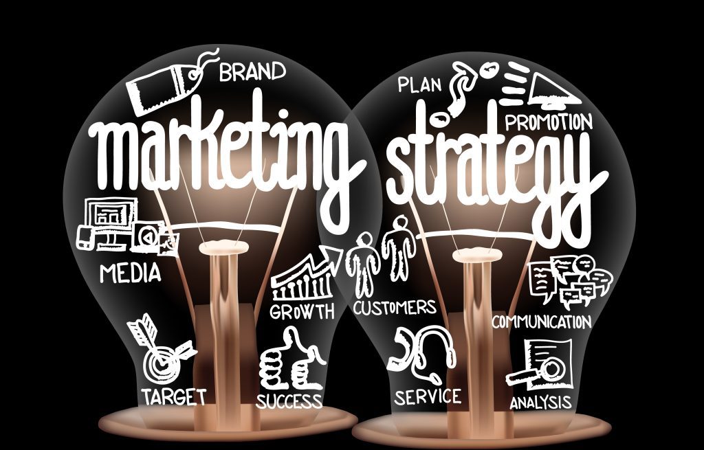 Light Bulbs with Marketing Strategy Concept